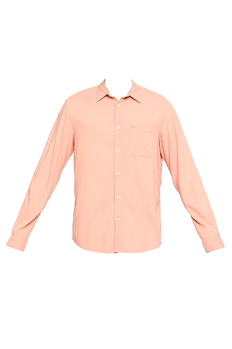 BASICS SLIM FIT VISCOSE POLYESTER STRETCH TWILL SHIRT