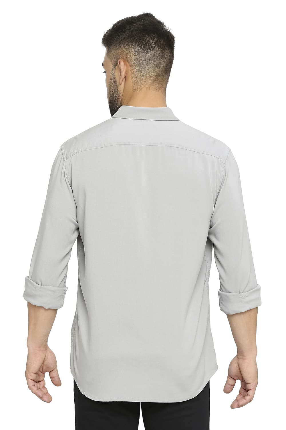 BASICS SLIM FIT VISCOSE POLYESTER STRETCH TWILL SHIRT