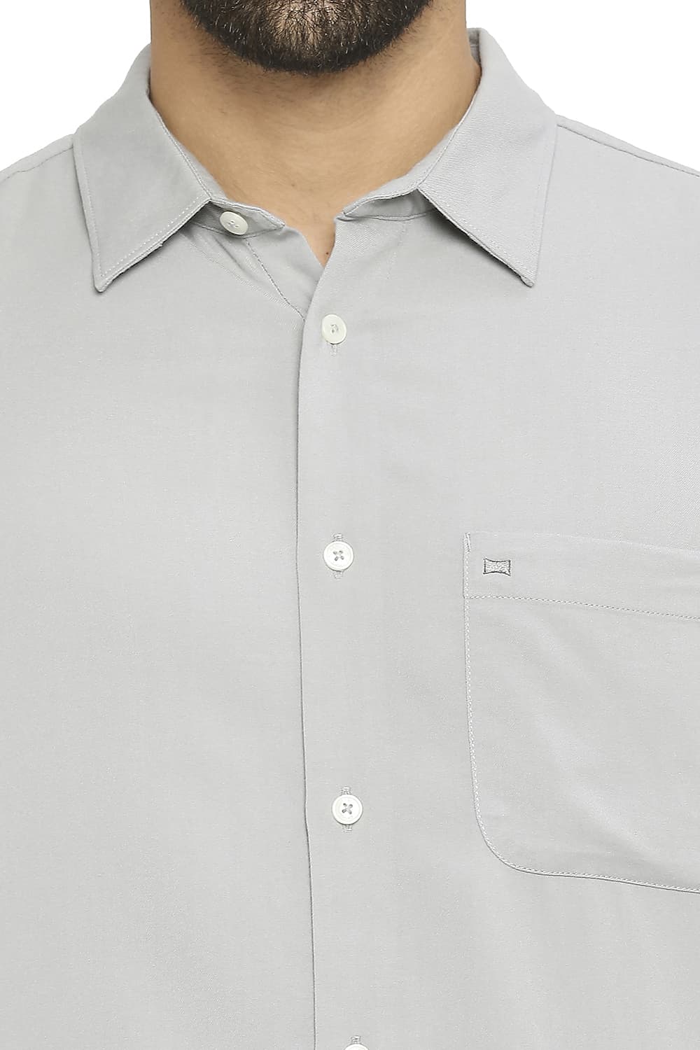 BASICS SLIM FIT VISCOSE POLYESTER STRETCH TWILL SHIRT