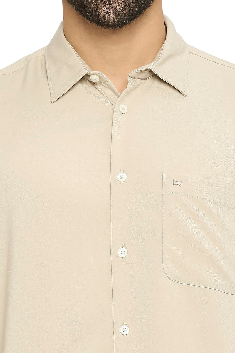 BASICS SLIM FIT VISCOSE POLYESTER STRETCH TWILL SHIRT