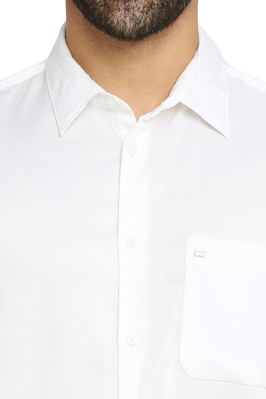 BASICS SLIM FIT CLOUD WHITE VISCOSE POLYESTER STRETCH TWILL SHIRT
