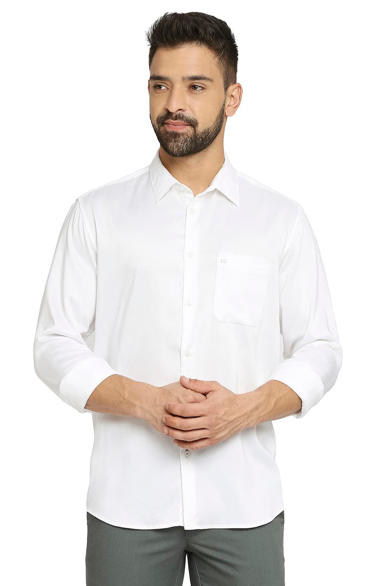 BASICS SLIM FIT VISCOSE POLYESTER STRETCH TWILL SHIRT