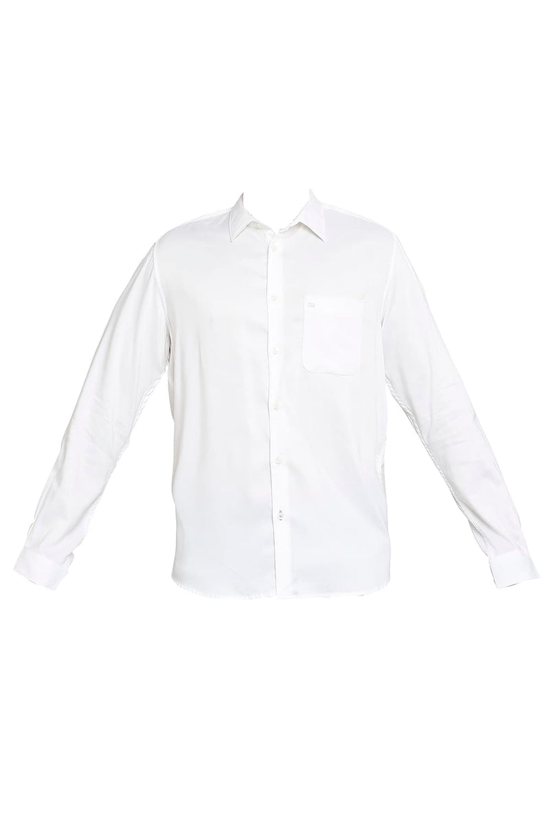 BASICS SLIM FIT VISCOSE POLYESTER STRETCH TWILL SHIRT