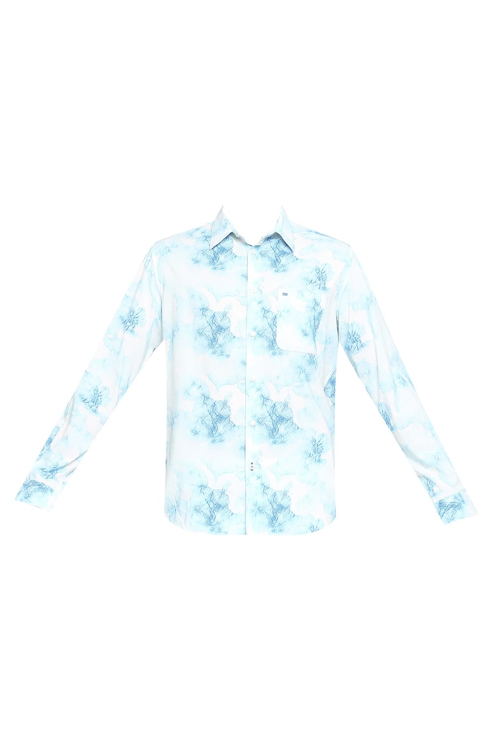 BASICS SLIM FIT COTTON VISCOSE PRINTED SHIRT