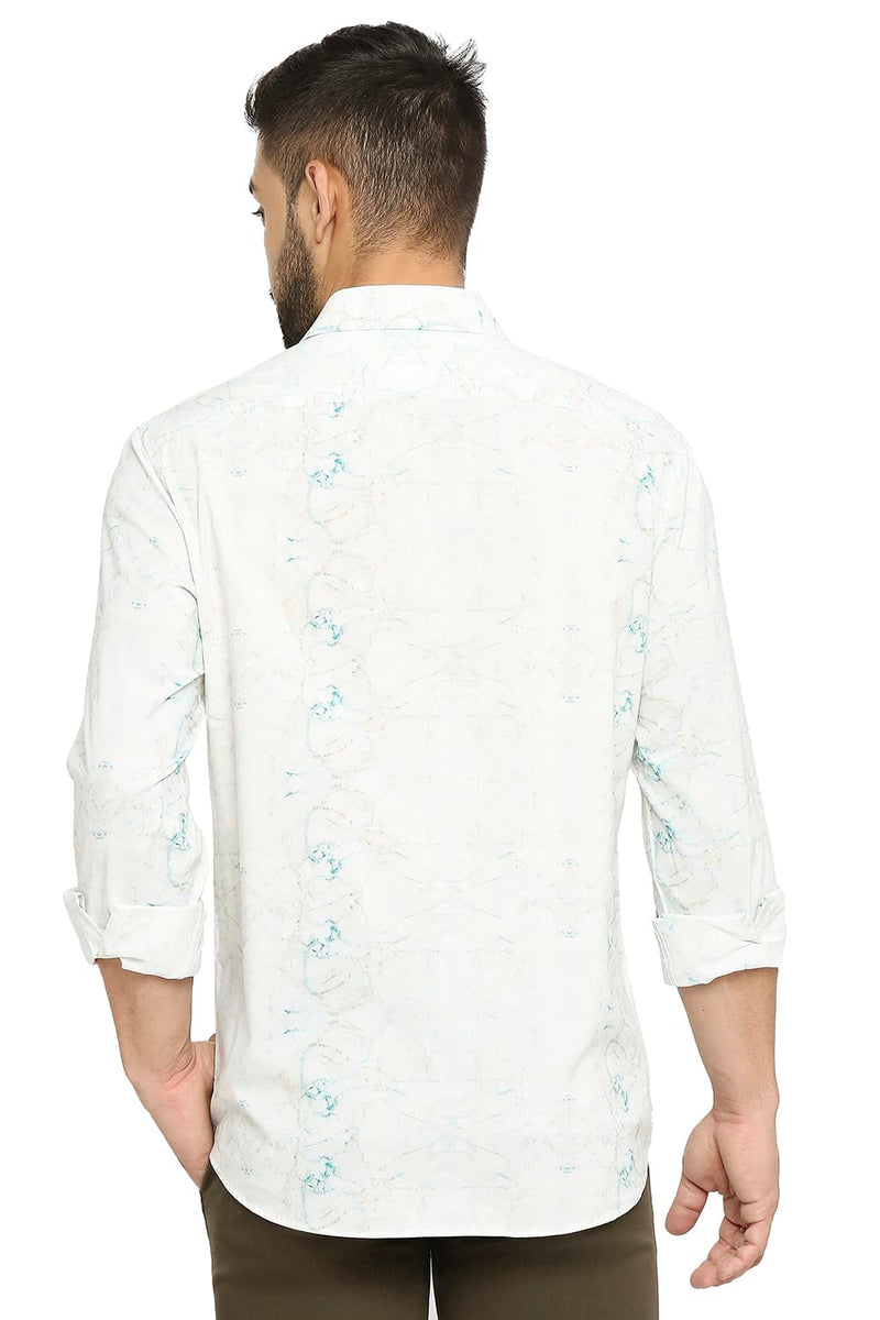 BASICS SLIM FIT COTTON VISCOSE PRINTED SHIRT