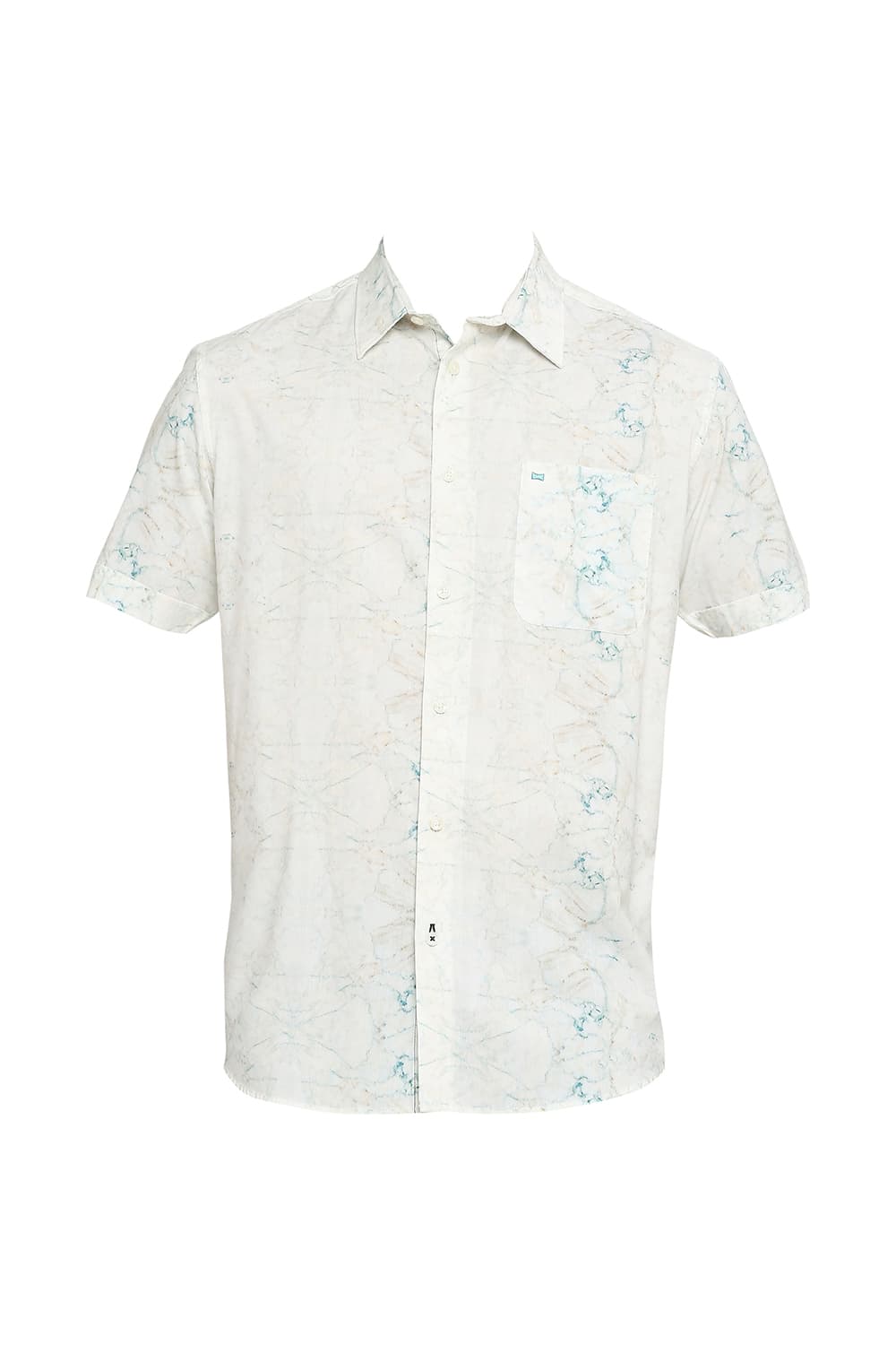 BASICS SLIM FIT COTTON VISCOSE PRINTED HALFSLEEVES SHIRT