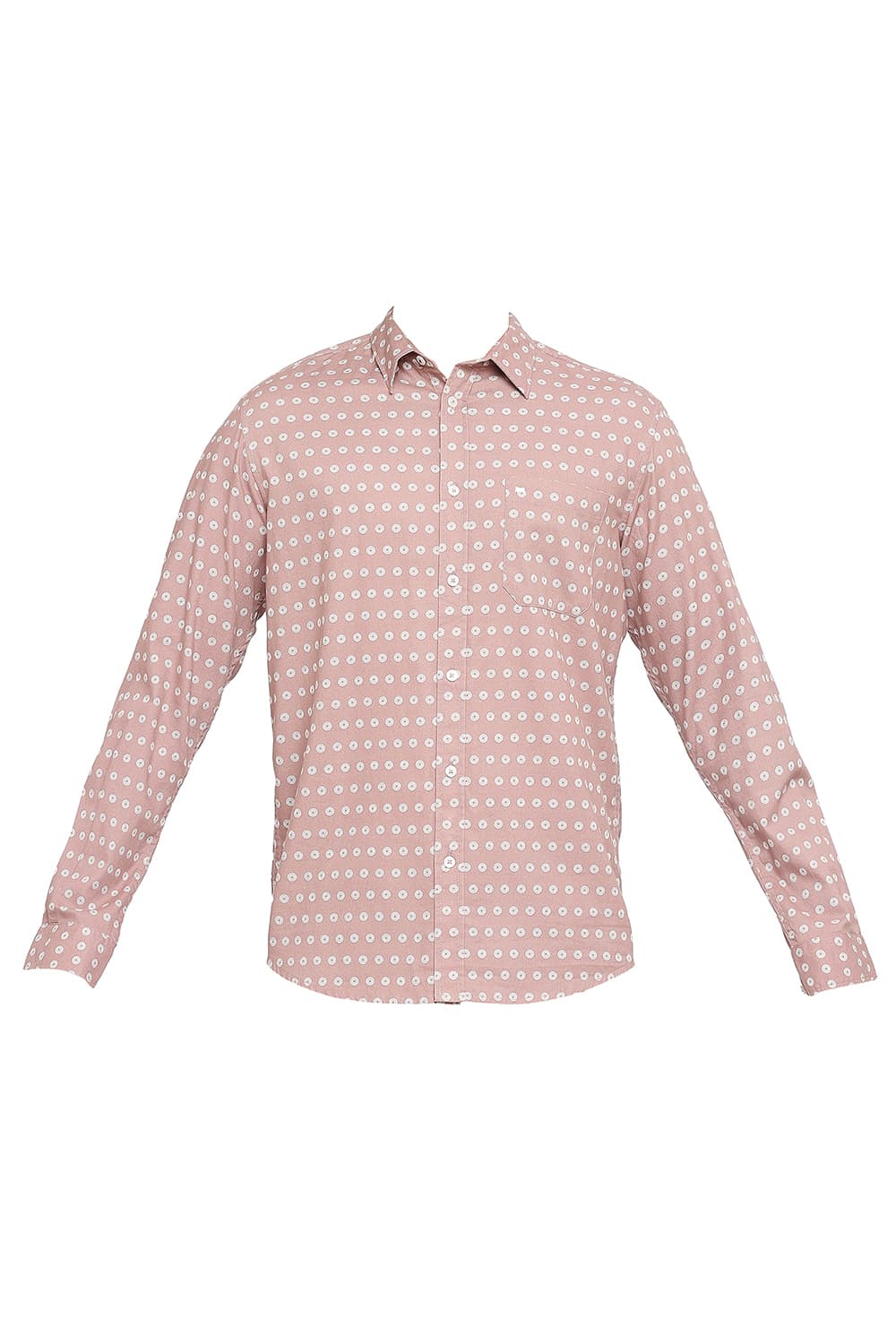 BASICS SLIM FIT COTTON DOBBY PRINTED SHIRT