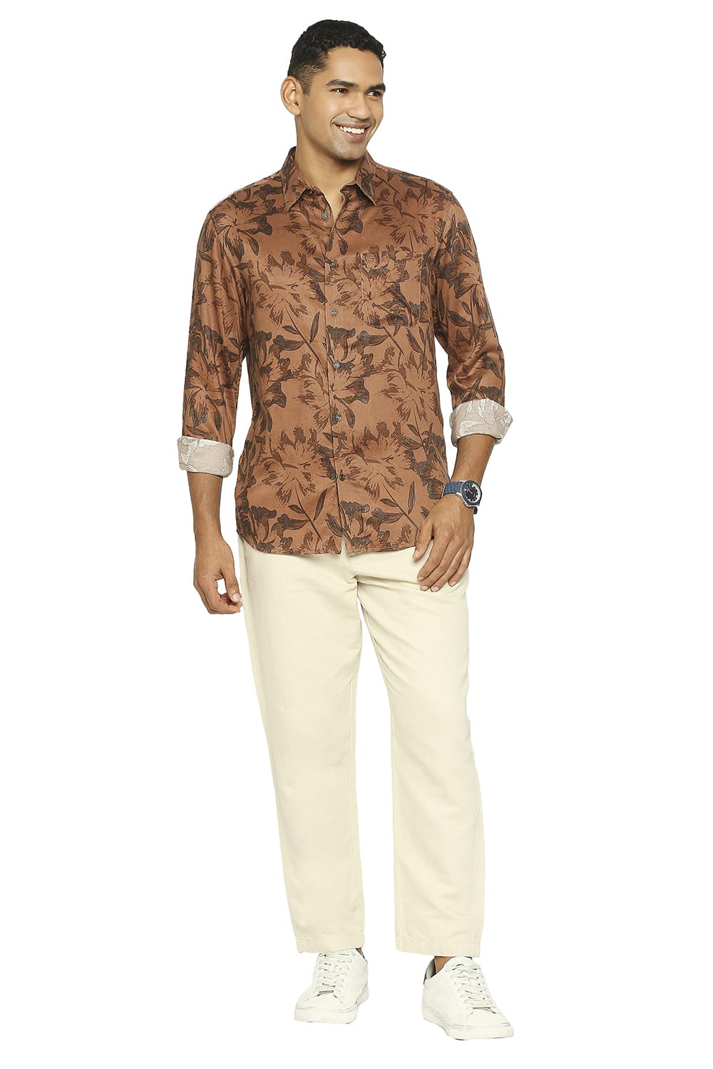 BASICS SLIM FIT TENCEL PRINTED SHIRT