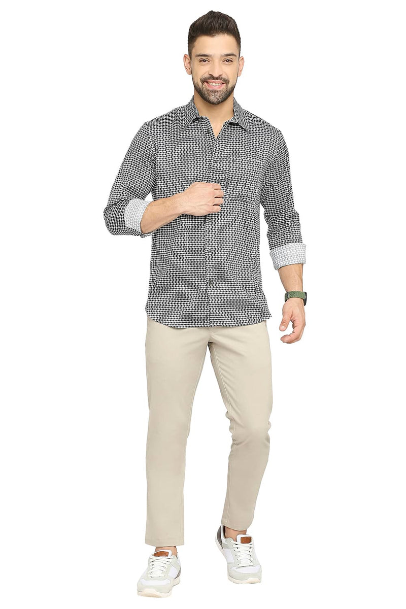 BASICS SLIM FIT TENCEL PRINTED SHIRT