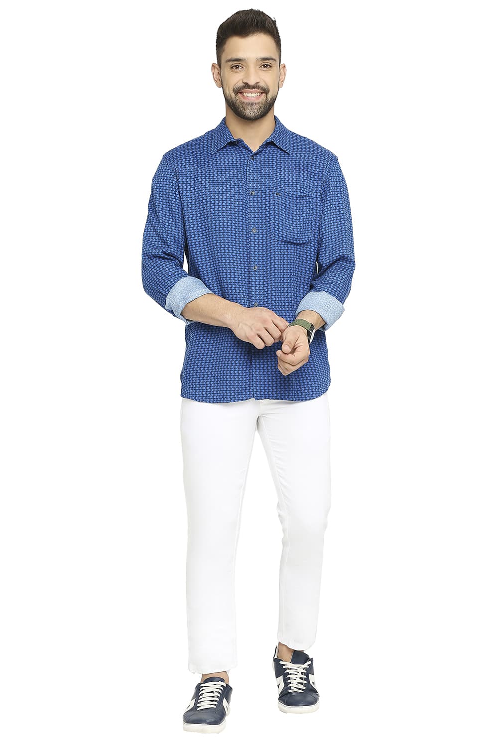 BASICS SLIM FIT TENCEL PRINTED SHIRT