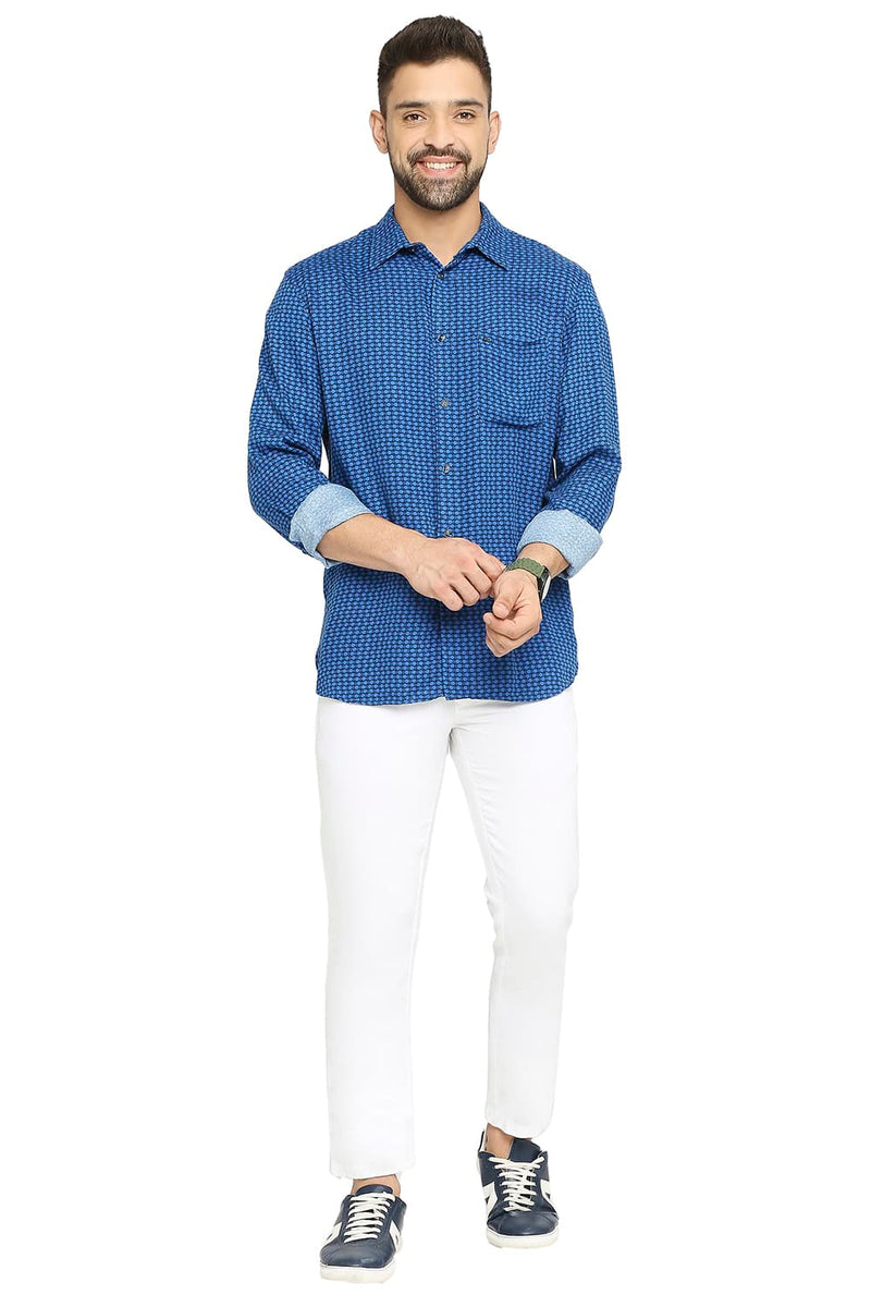 BASICS SLIM FIT TENCEL PRINTED SHIRT