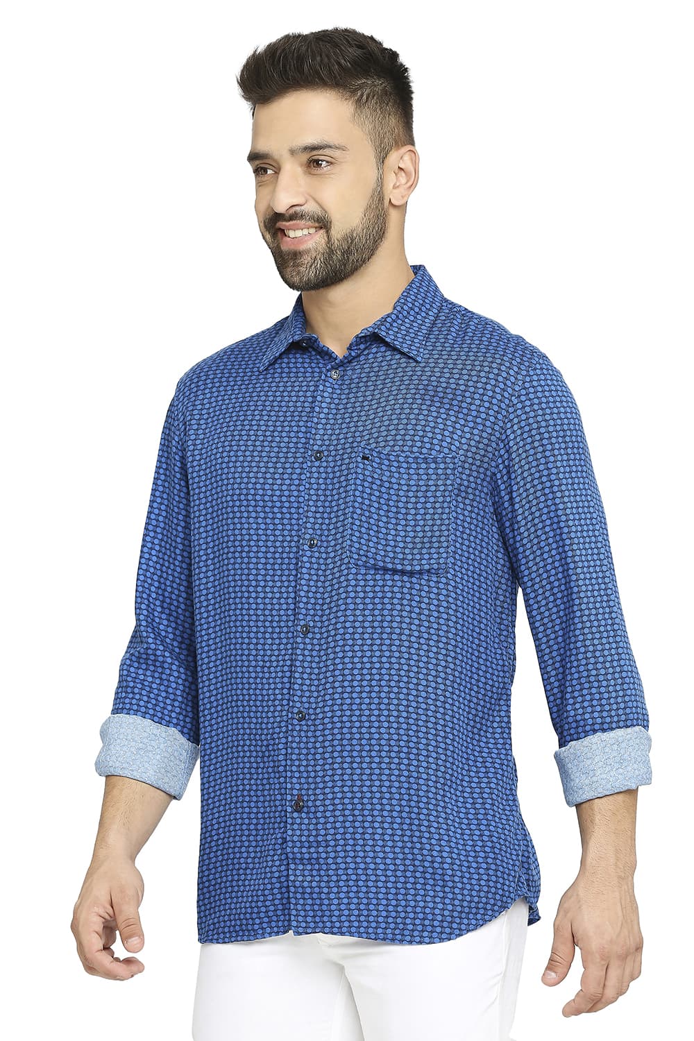 BASICS SLIM FIT TENCEL PRINTED SHIRT