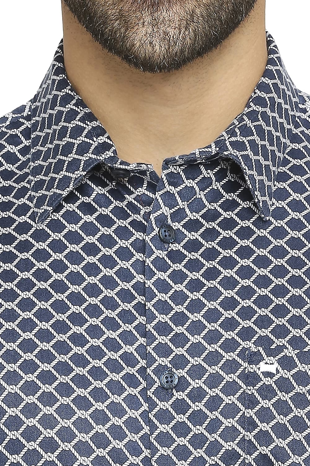 BASICS SLIM FIT TENCEL PRINTED SHIRT