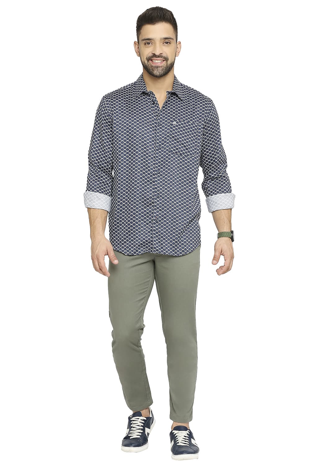 BASICS SLIM FIT TENCEL PRINTED SHIRT