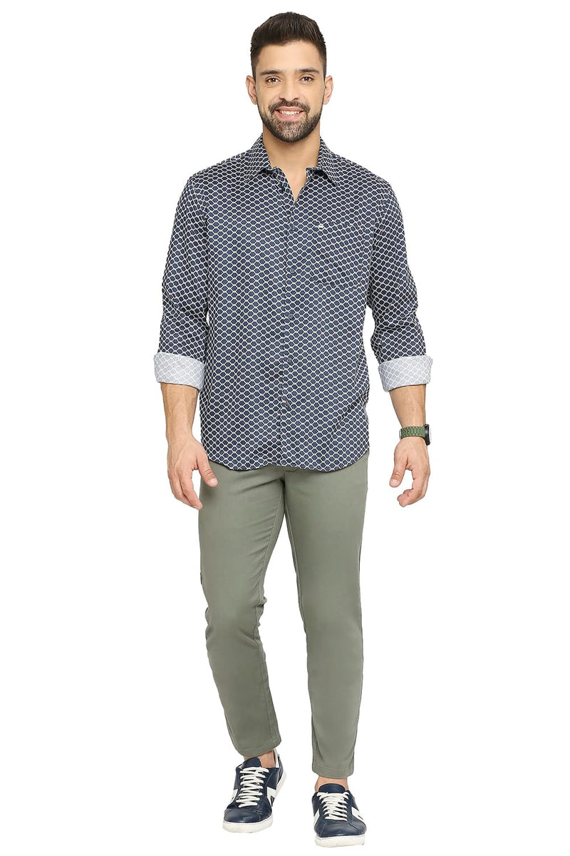 BASICS SLIM FIT TENCEL PRINTED SHIRT