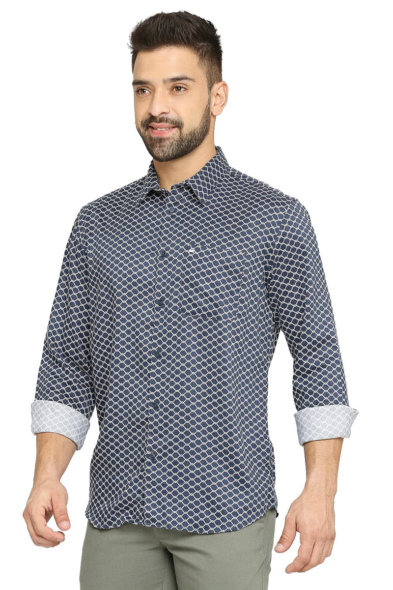 BASICS SLIM FIT TENCEL PRINTED SHIRT