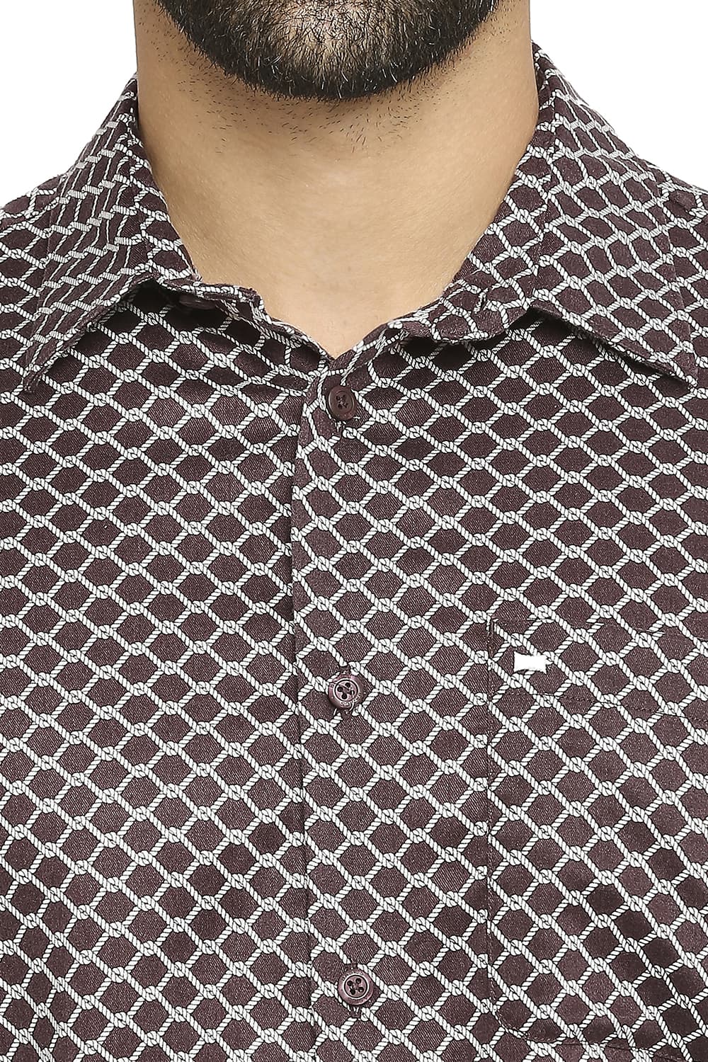 BASICS SLIM FIT TENCEL PRINTED HALFSLEEVES SHIRT