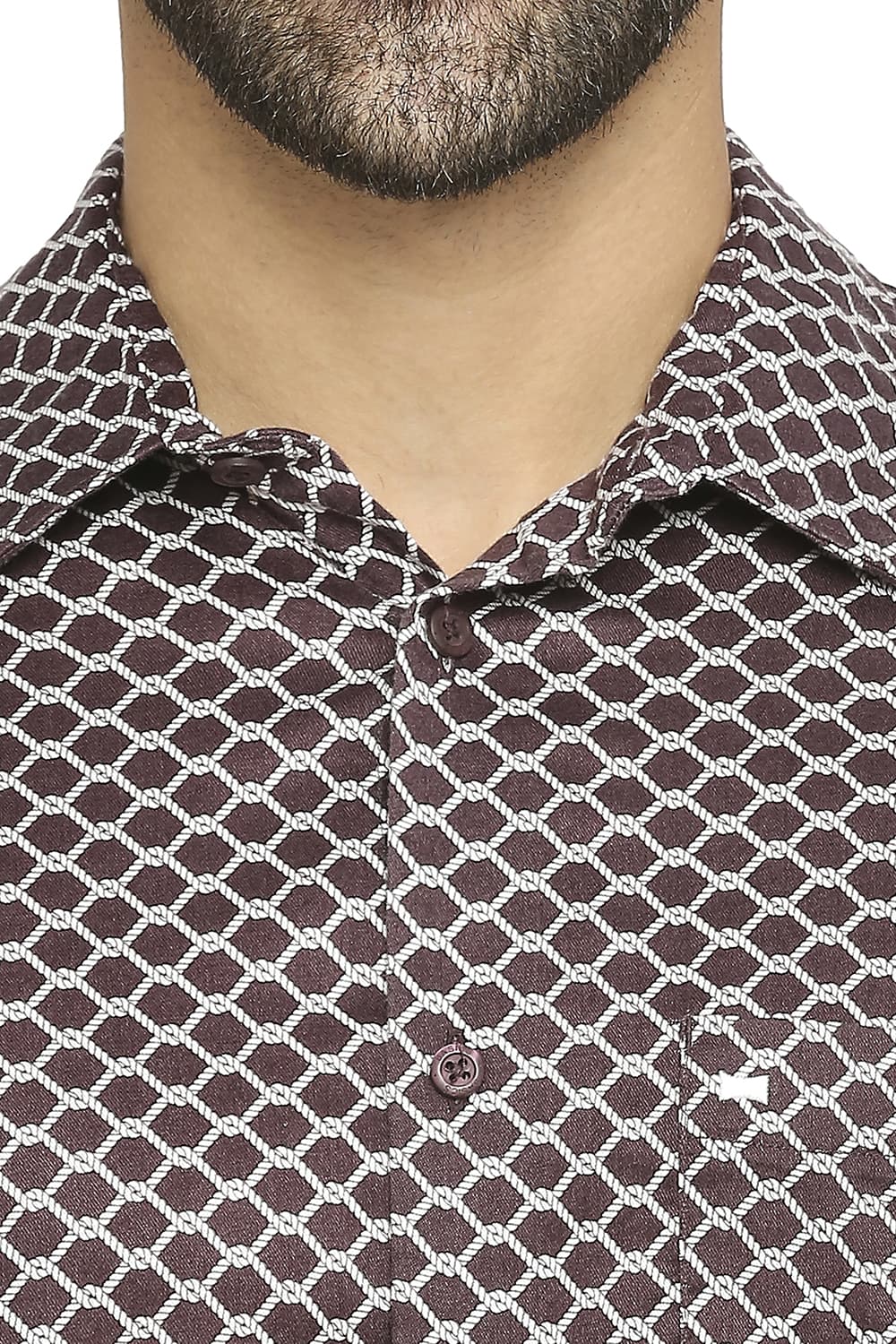 BASICS SLIM FIT TENCEL PRINTED SHIRT