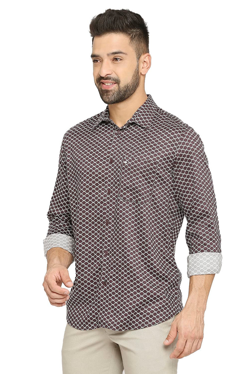 BASICS SLIM FIT TENCEL PRINTED SHIRT