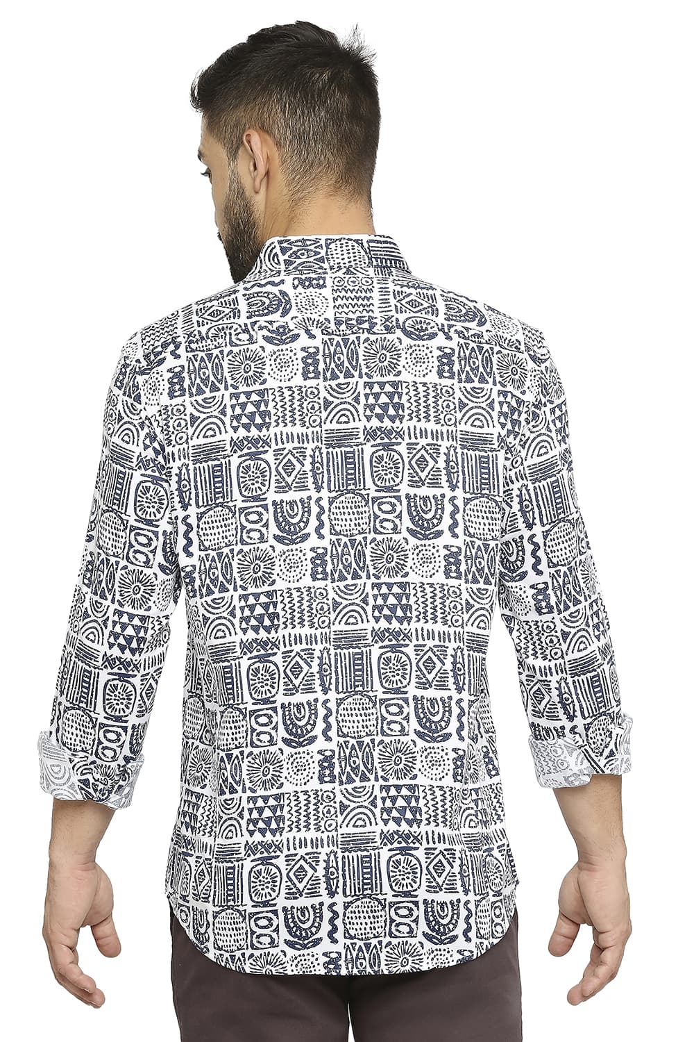 BASICS SLIM FIT TENCEL PRINTED SHIRT