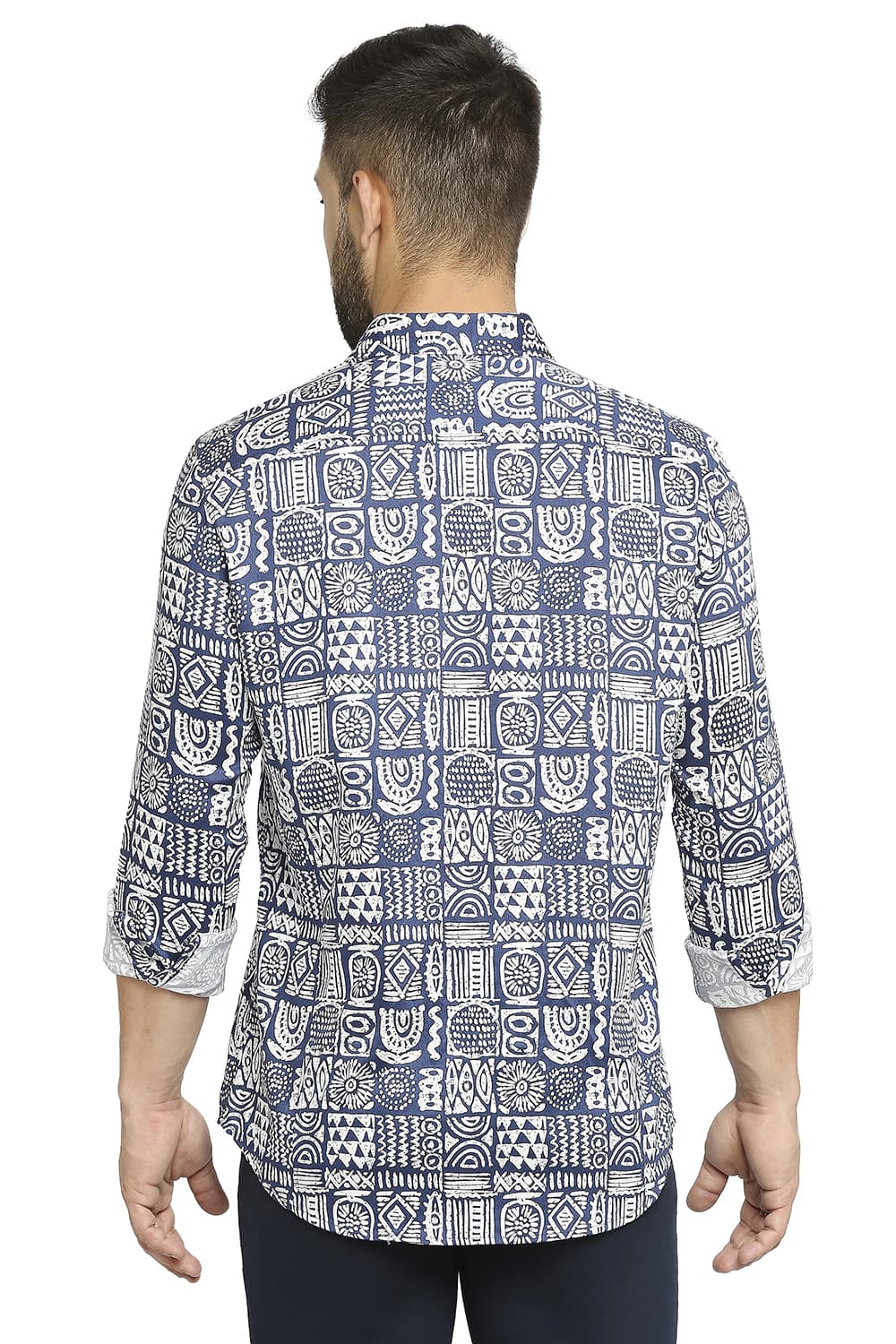 BASICS SLIM FIT TENCEL PRINTED SHIRT