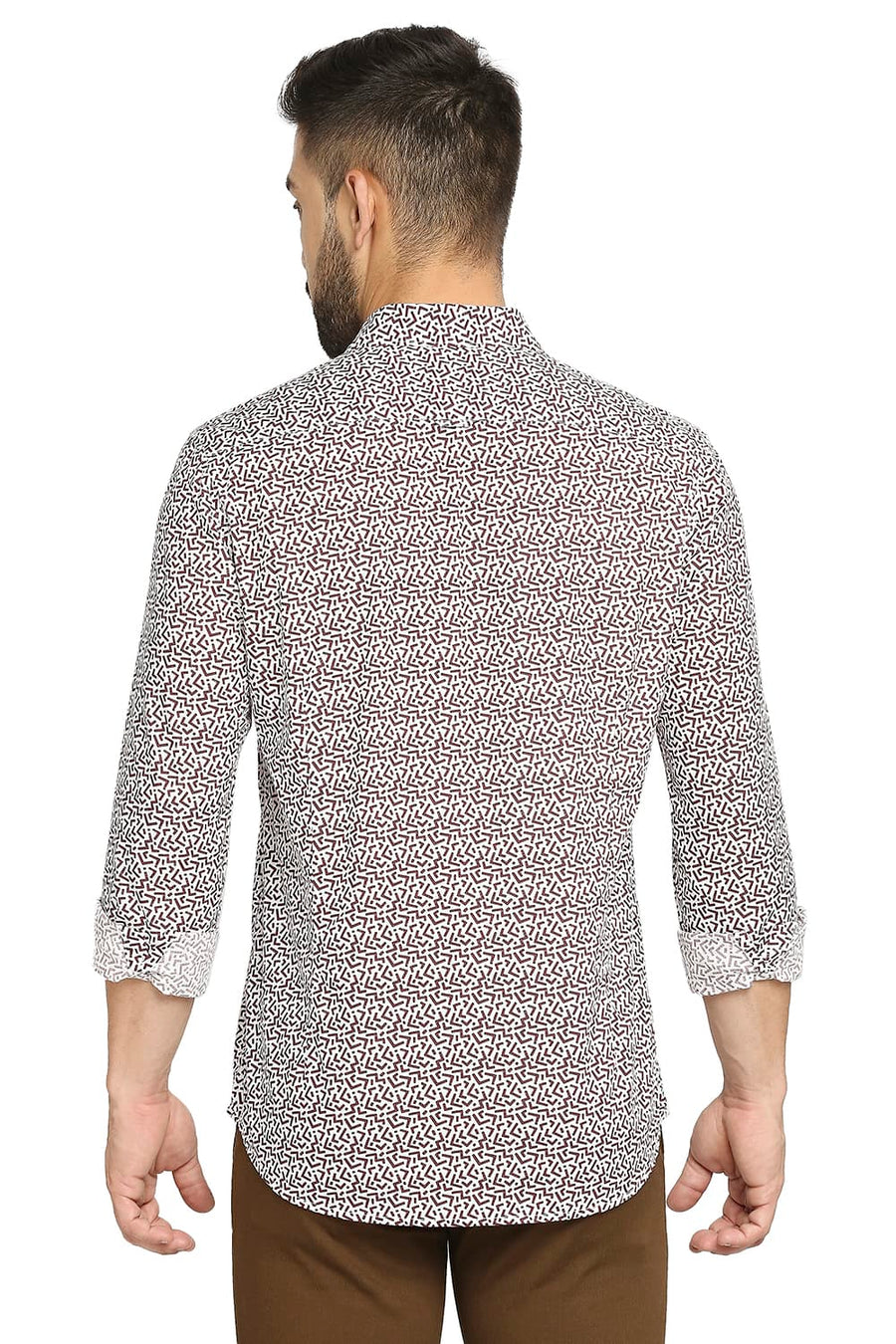 BASICS SLIM FIT VINEYARD WINE COTTON POPLIN PRINTED SHIRT