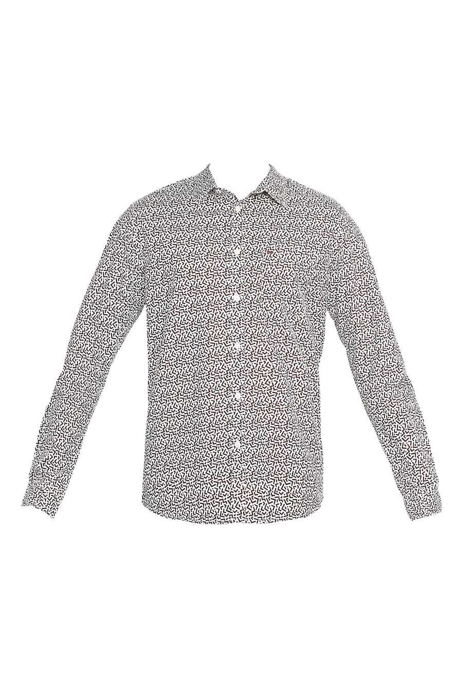 BASICS SLIM FIT VINEYARD WINE COTTON POPLIN PRINTED SHIRT