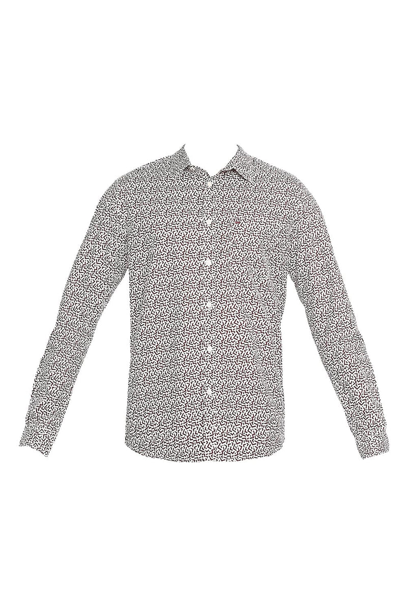 BASICS SLIM FIT COTTON POPLIN PRINTED SHIRT