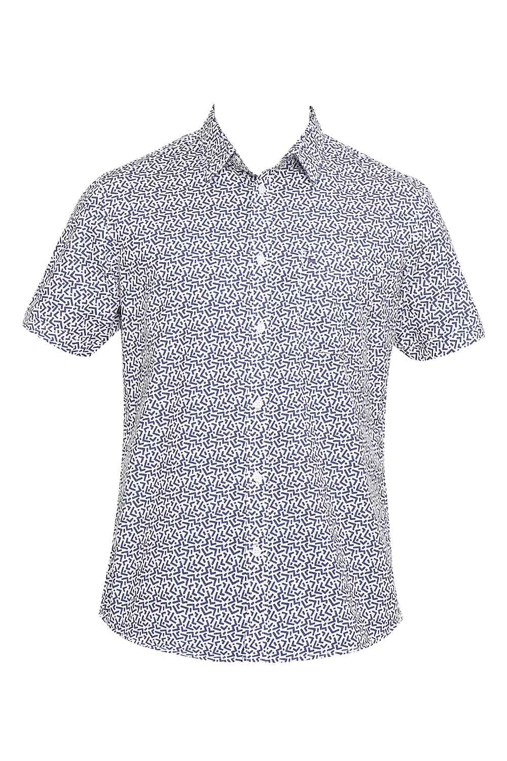 BASICS SLIM FIT COTTON POPLIN PRINTED HALFSLEEVES SHIRT