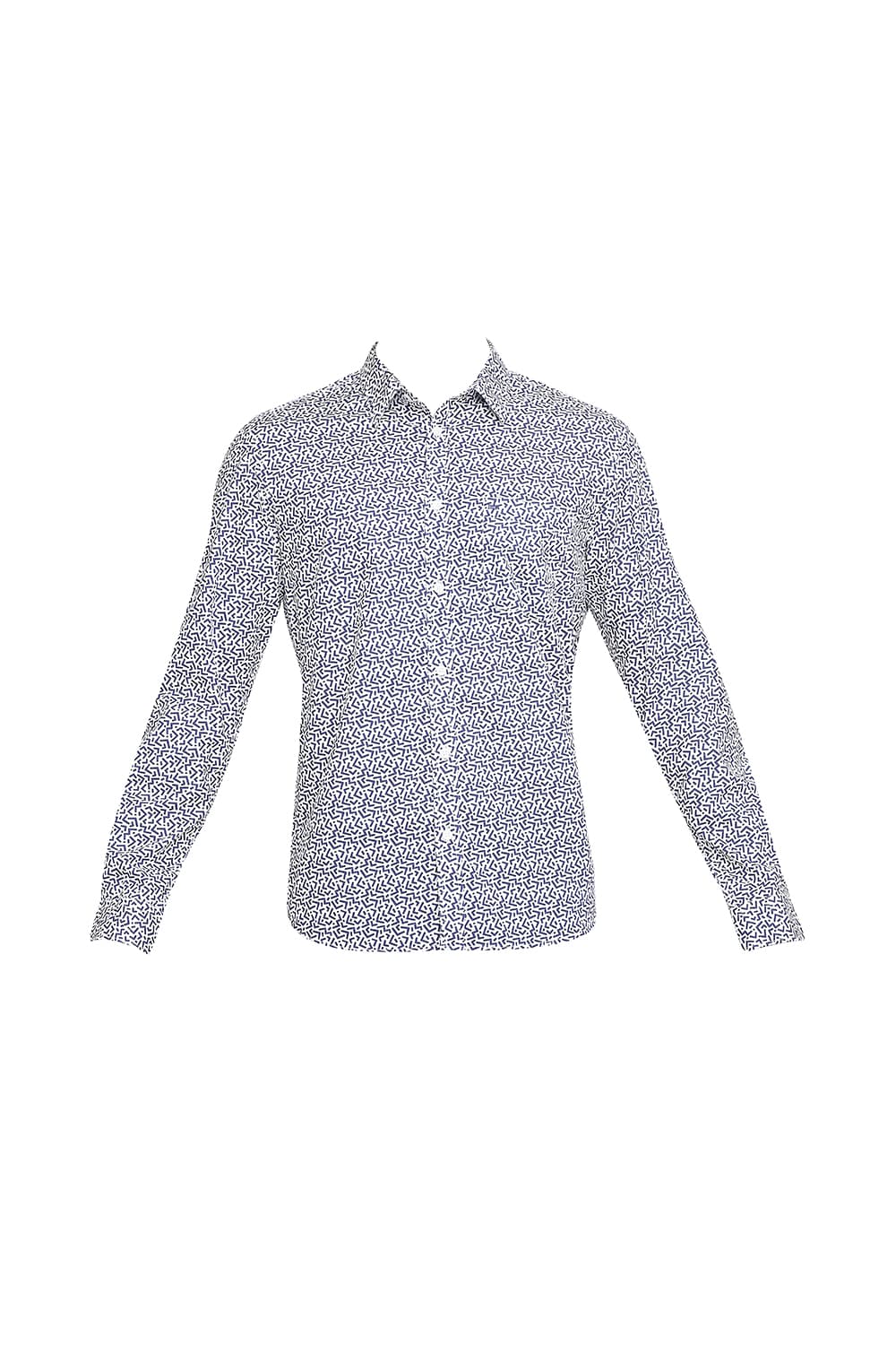 BASICS SLIM FIT COTTON POPLIN PRINTED SHIRT