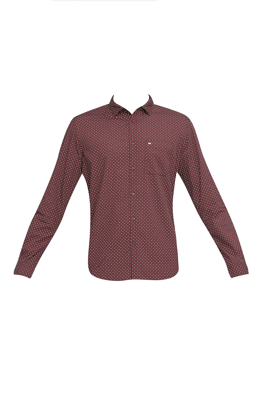 BASICS SLIM FIT COTTON POPLIN PRINTED SHIRT