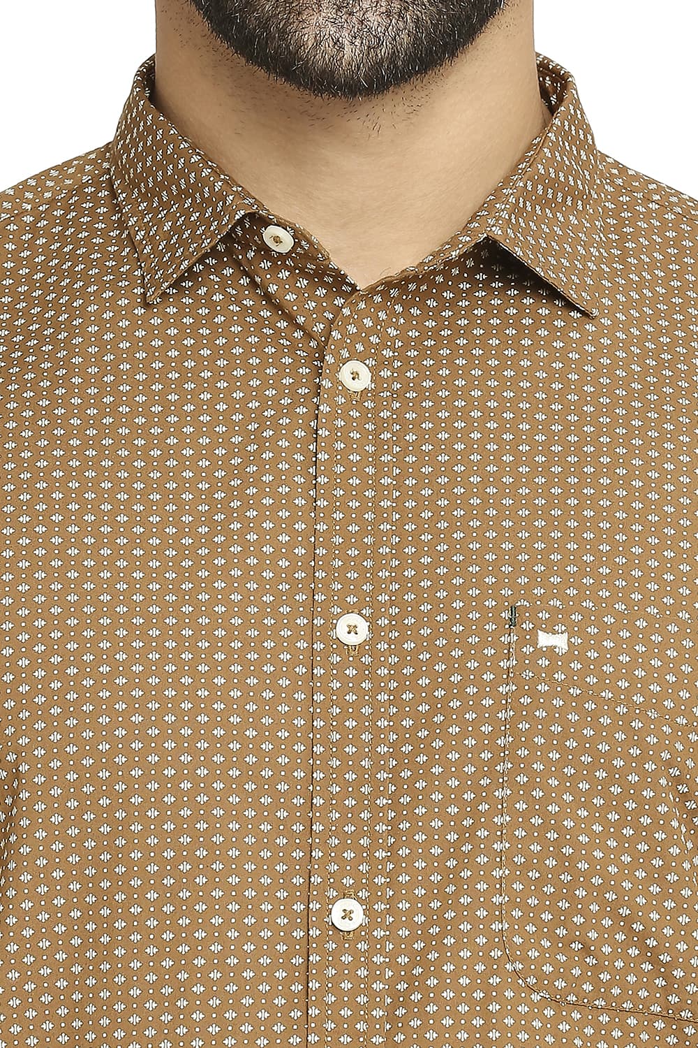 BASICS SLIM FIT COTTON POPLIN PRINTED SHIRT