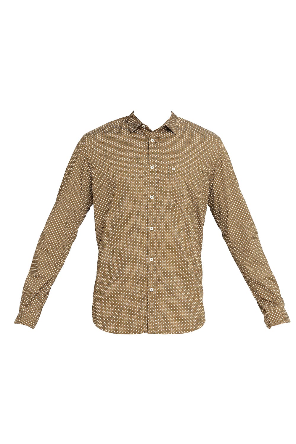 BASICS SLIM FIT COTTON POPLIN PRINTED SHIRT