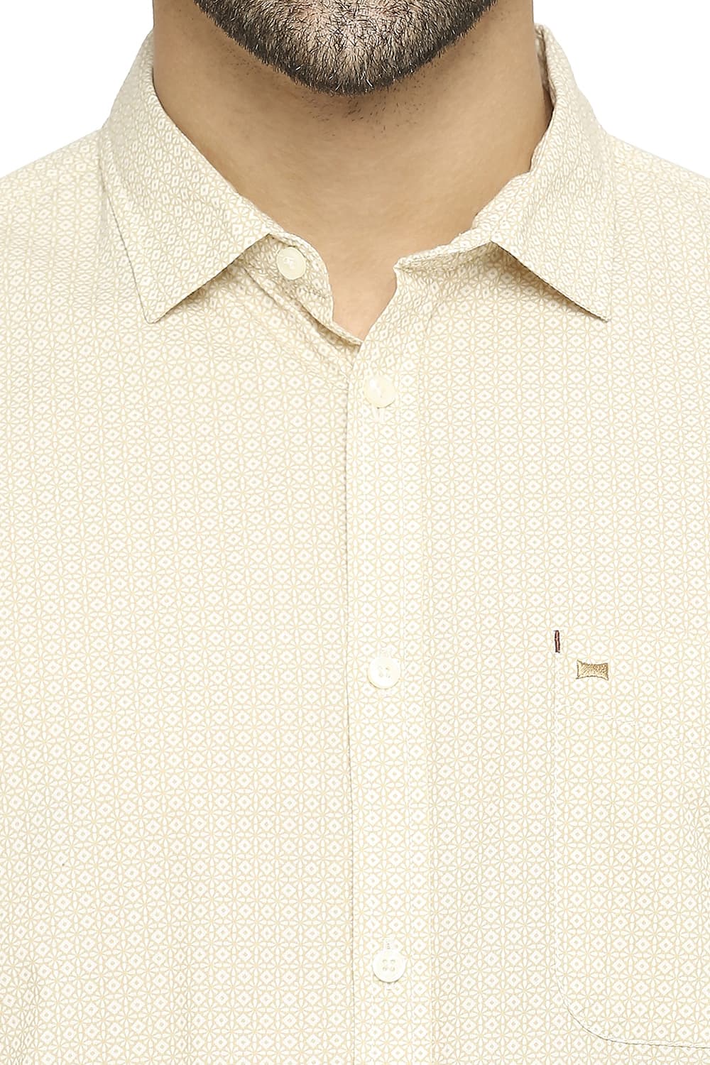 BASICS SLIM FIT COTTON POPLIN PRINTED SHIRT