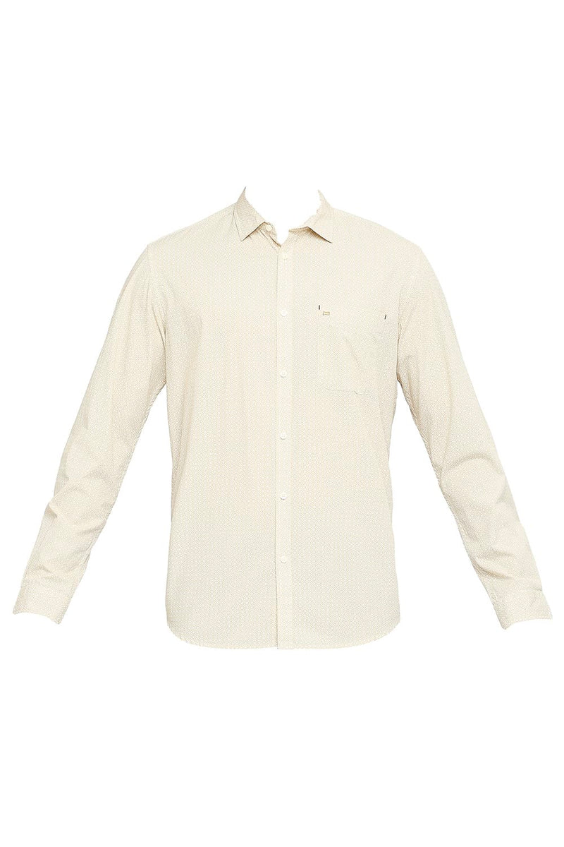 BASICS SLIM FIT COTTON POPLIN PRINTED SHIRT