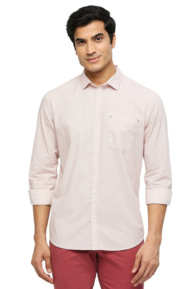 BASICS SLIM FIT COTTON POPLIN PRINTED SHIRT