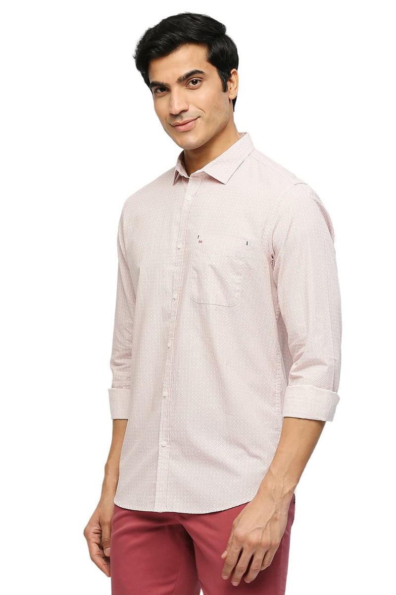 BASICS SLIM FIT COTTON POPLIN PRINTED SHIRT