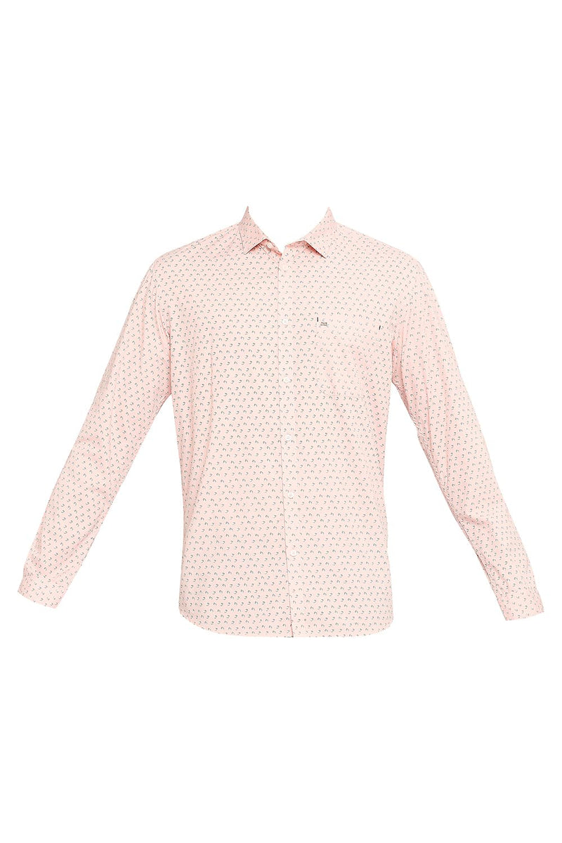 BASICS SLIM FIT COTTON POPLIN PRINTED SHIRT