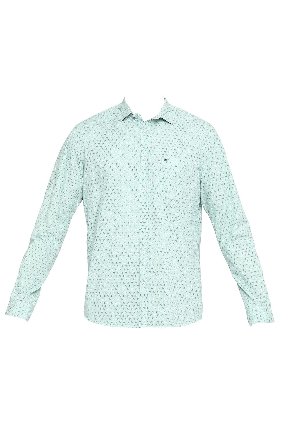 BASICS SLIM FIT COTTON POPLIN PRINTED SHIRT