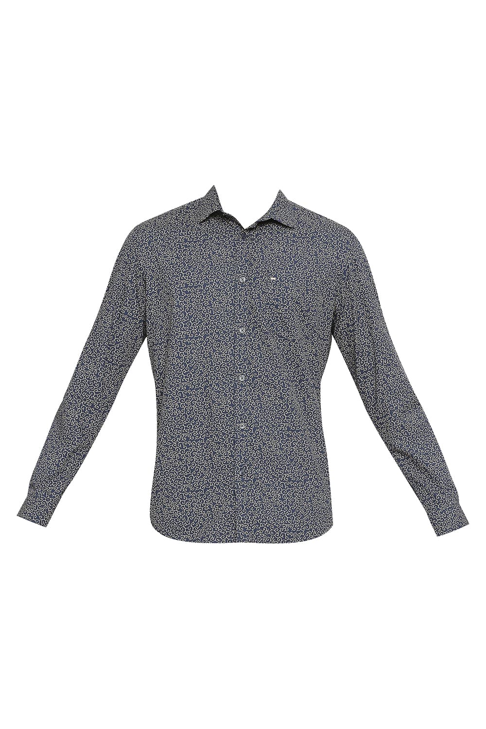 BASICS SLIM FIT COTTON POPLIN PRINTED SHIRT