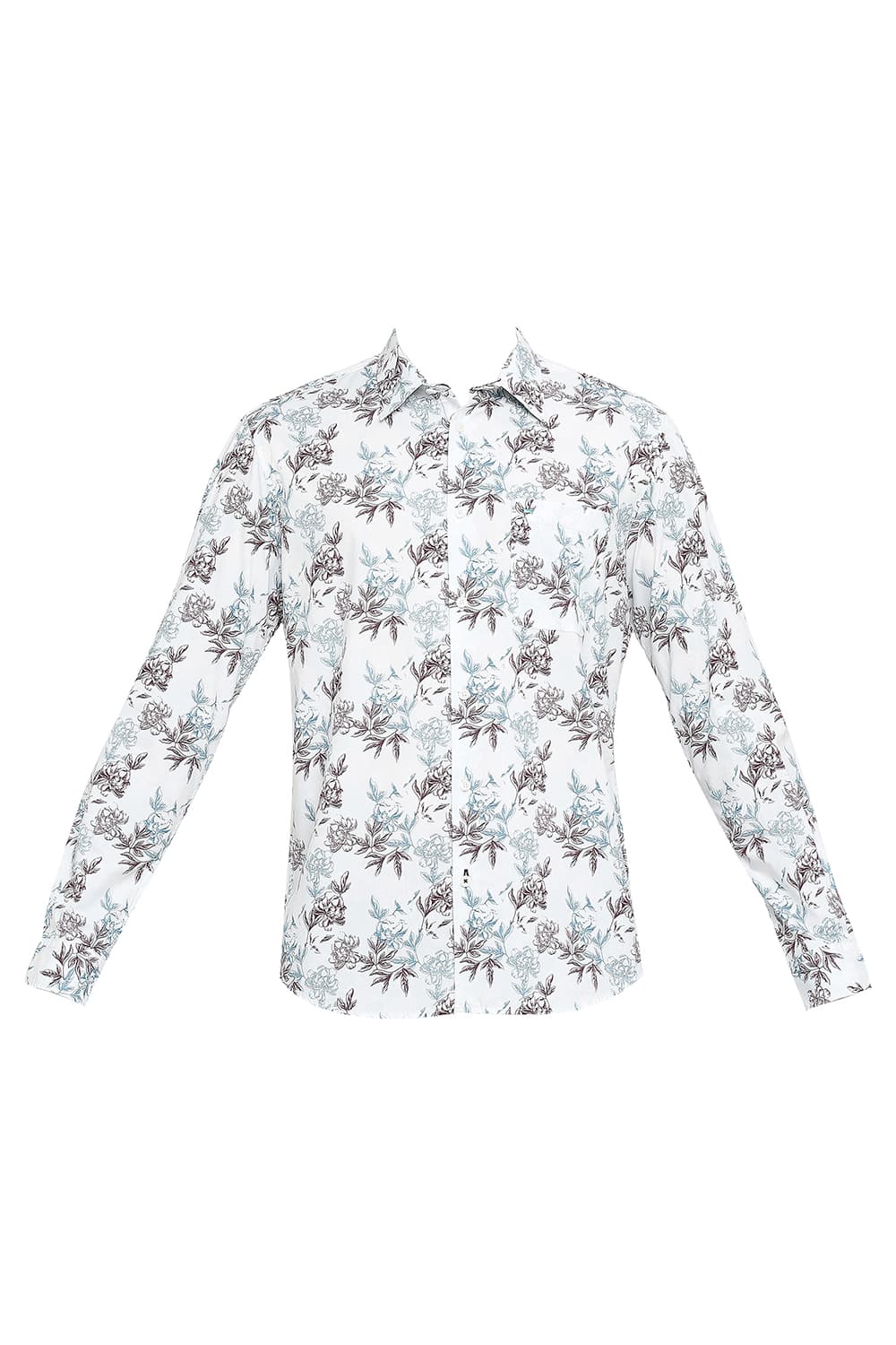 BASICS SLIM FIT COTTON POPLIN PRINTED SHIRT