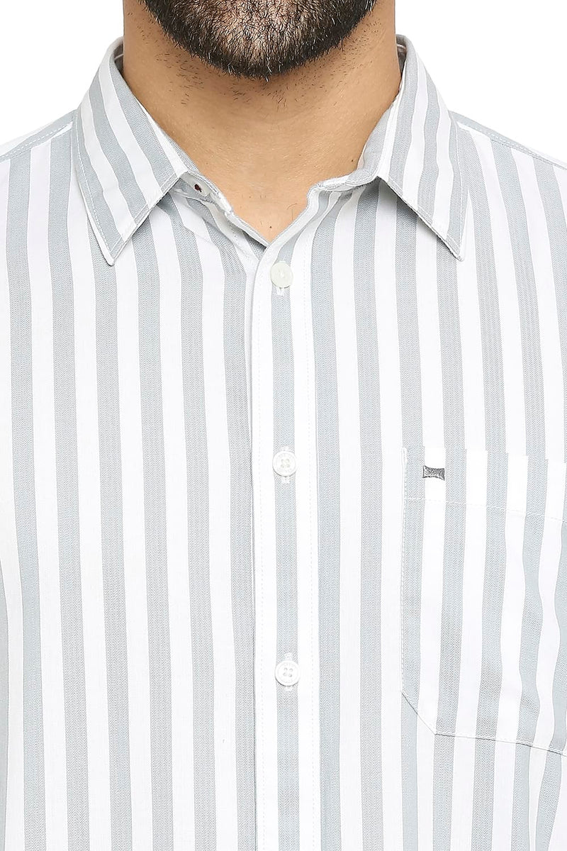 BASICS SLIM FIT COTTON TWILL STRIPE SHIRT