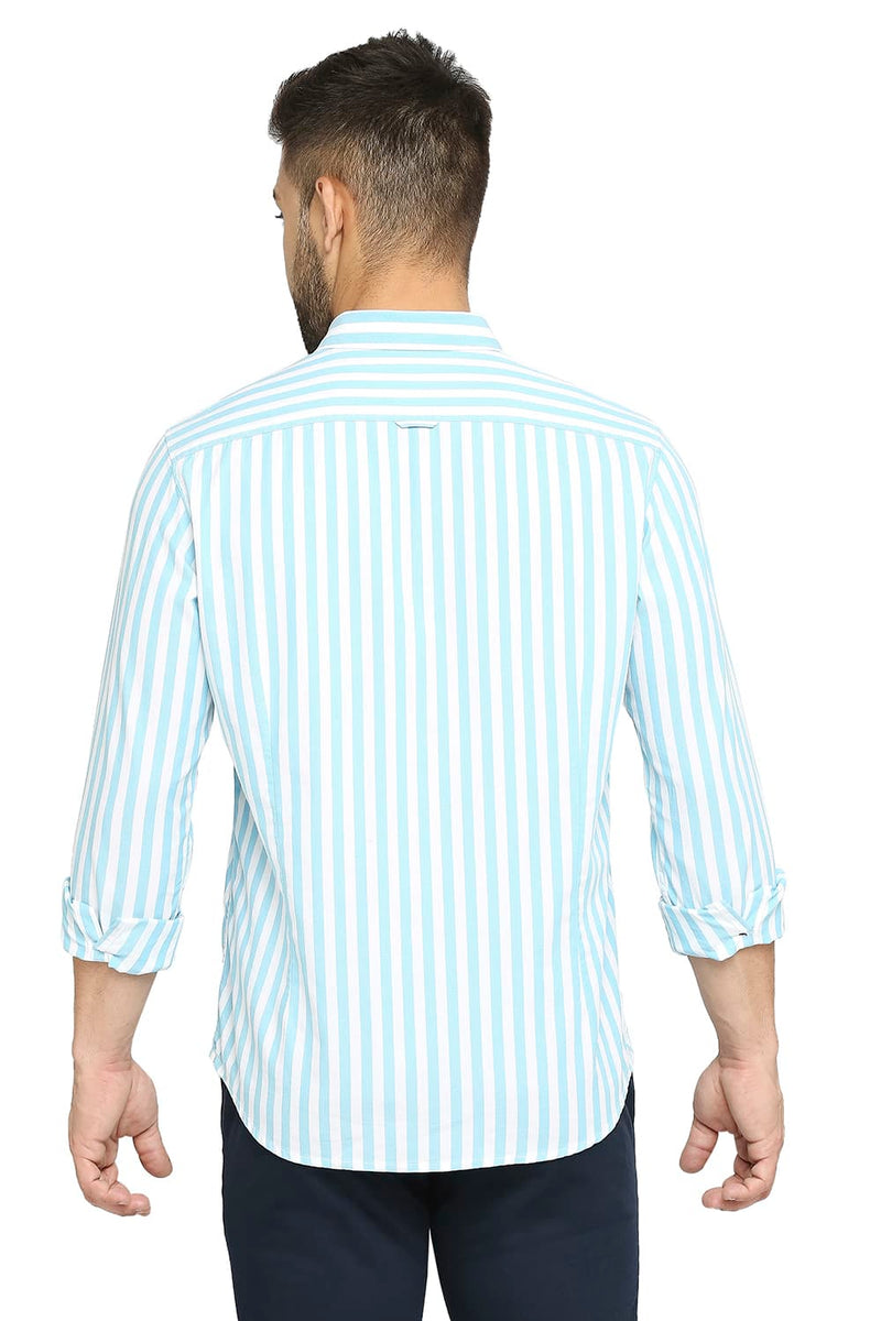 BASICS SLIM FIT COTTON TWILL STRIPE SHIRT