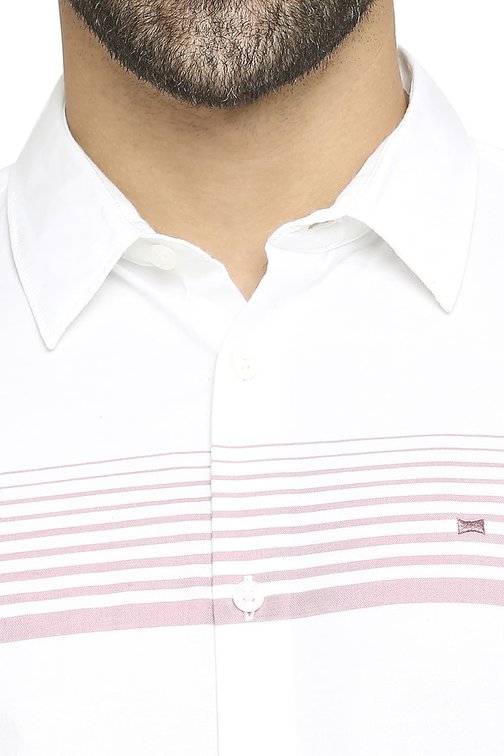 BASICS SLIM FIT COTTON TWILL WEFT ENGINEERING STRIPE SHIRT