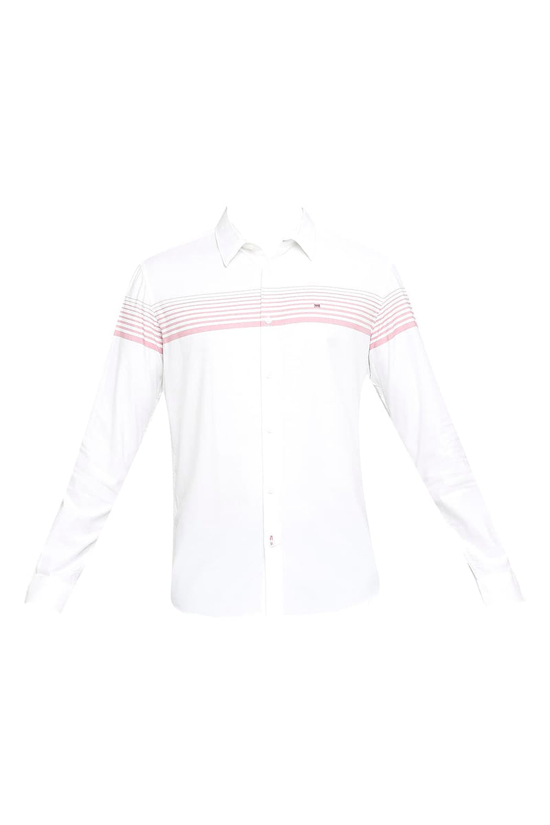 BASICS SLIM FIT COTTON TWILL WEFT ENGINEERING STRIPE SHIRT