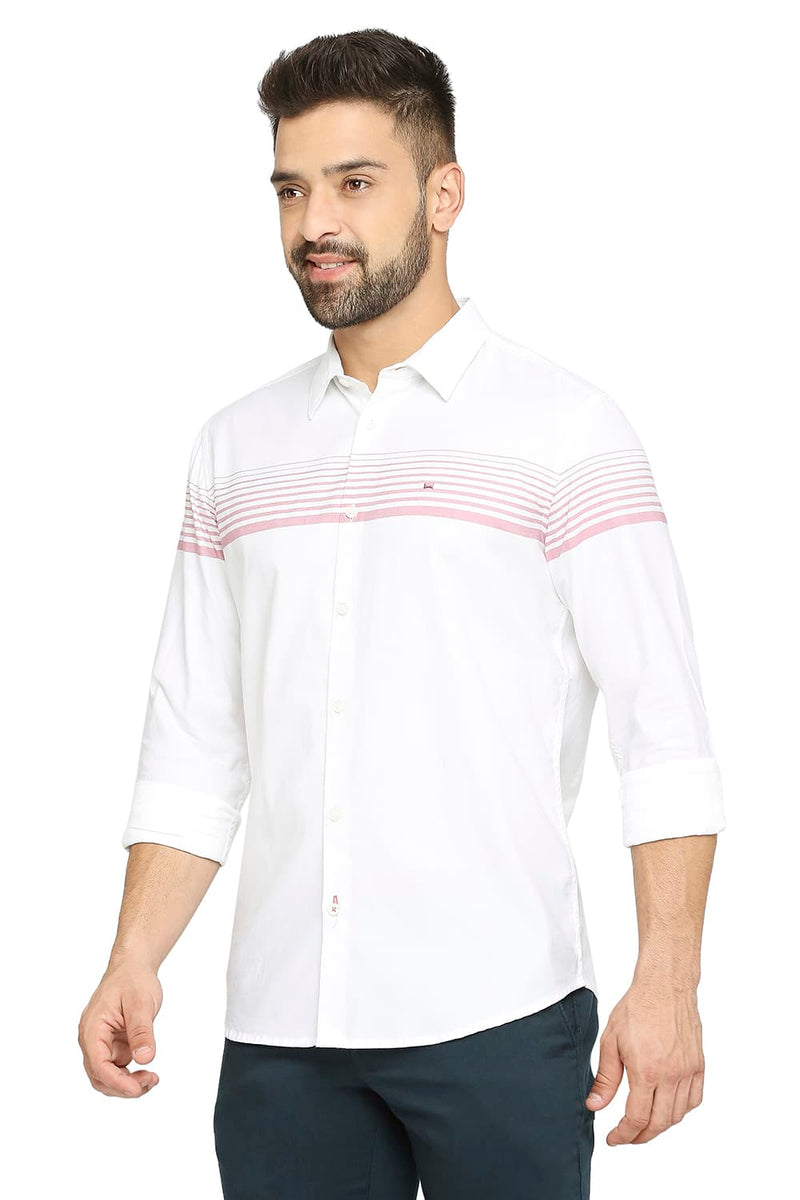 BASICS SLIM FIT COTTON TWILL WEFT ENGINEERING STRIPE SHIRT