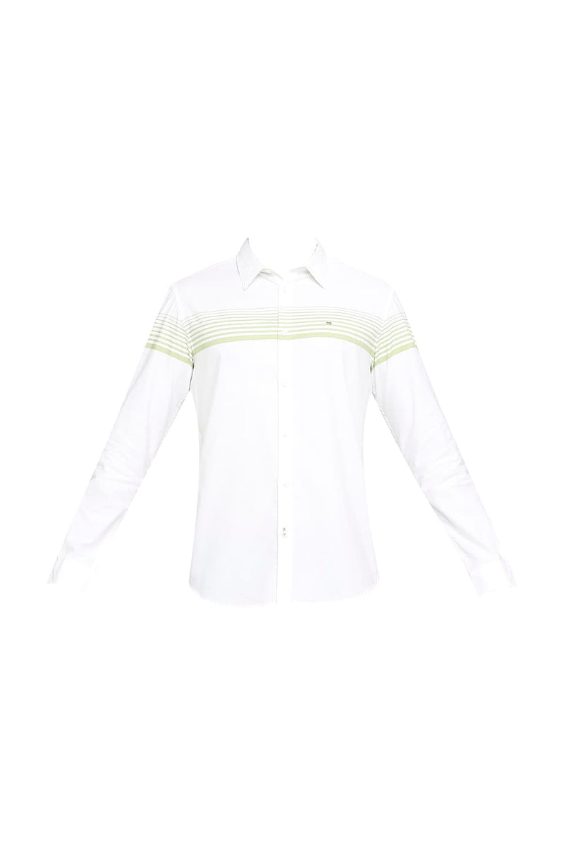 BASICS SLIM FIT COTTON TWILL WEFT ENGINEERING STRIPE SHIRT