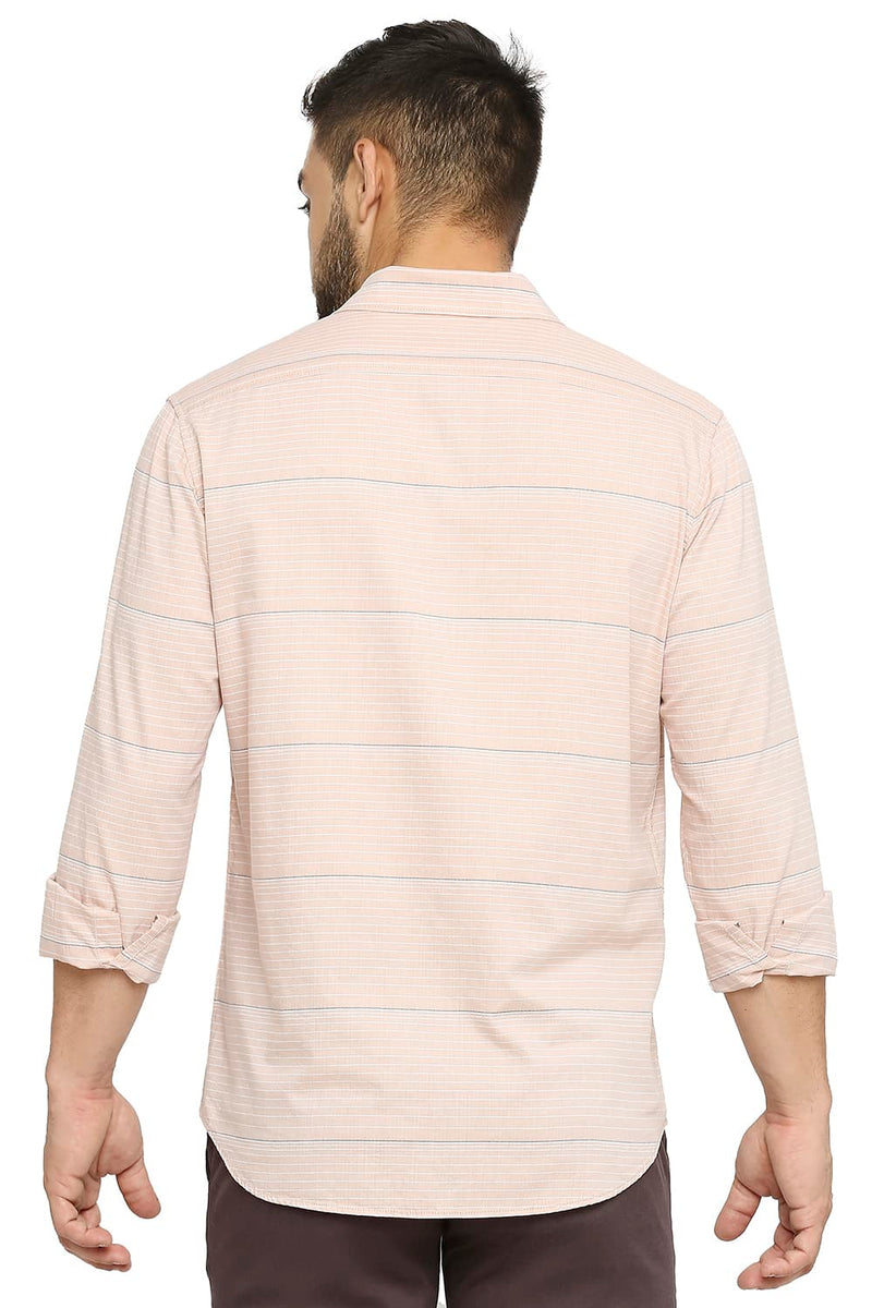 BASICS SLIM FIT COTTON TWILL WEFT STRIPE SHIRT