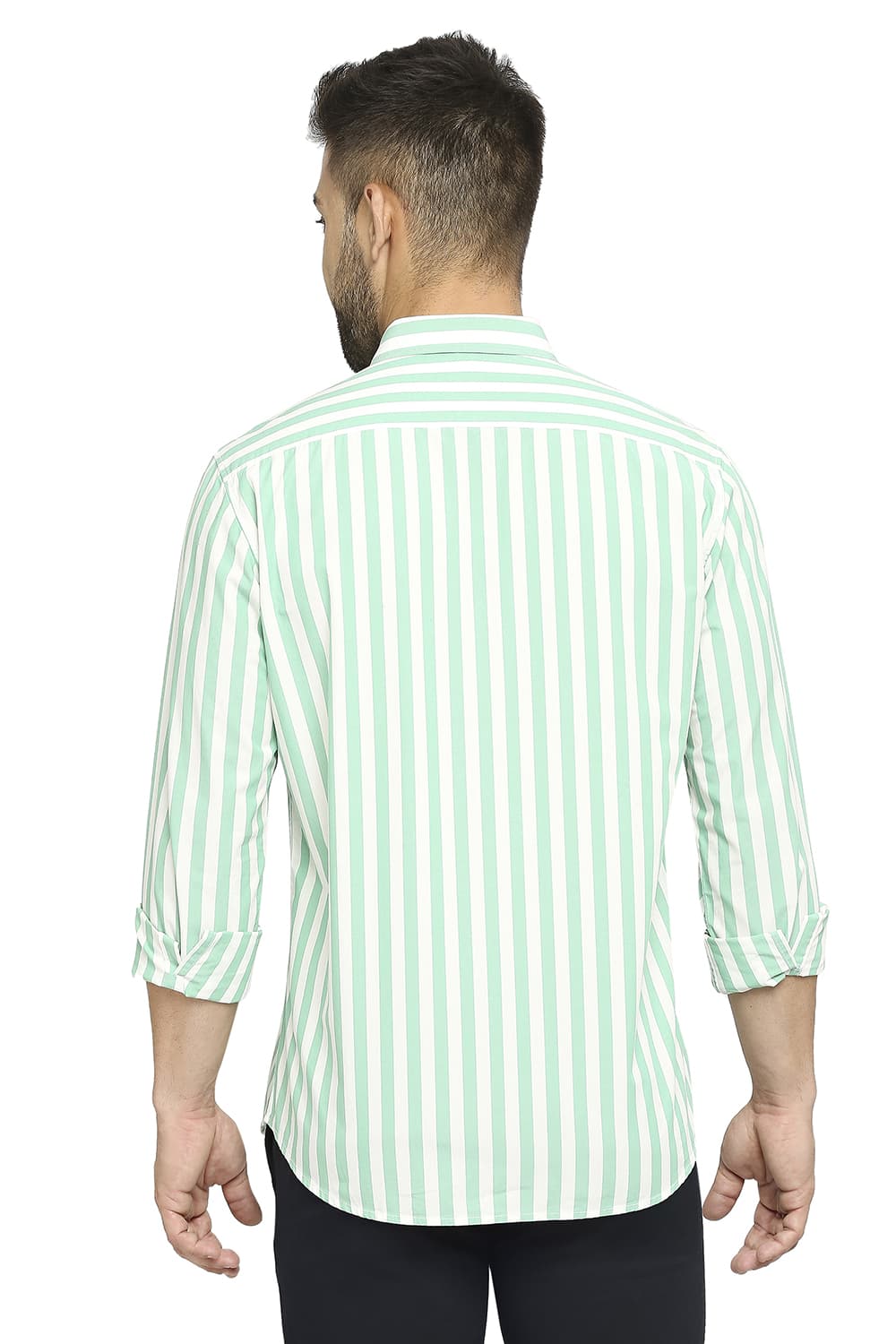 BASICS SLIM FIT COTTON STRIPE SHIRT