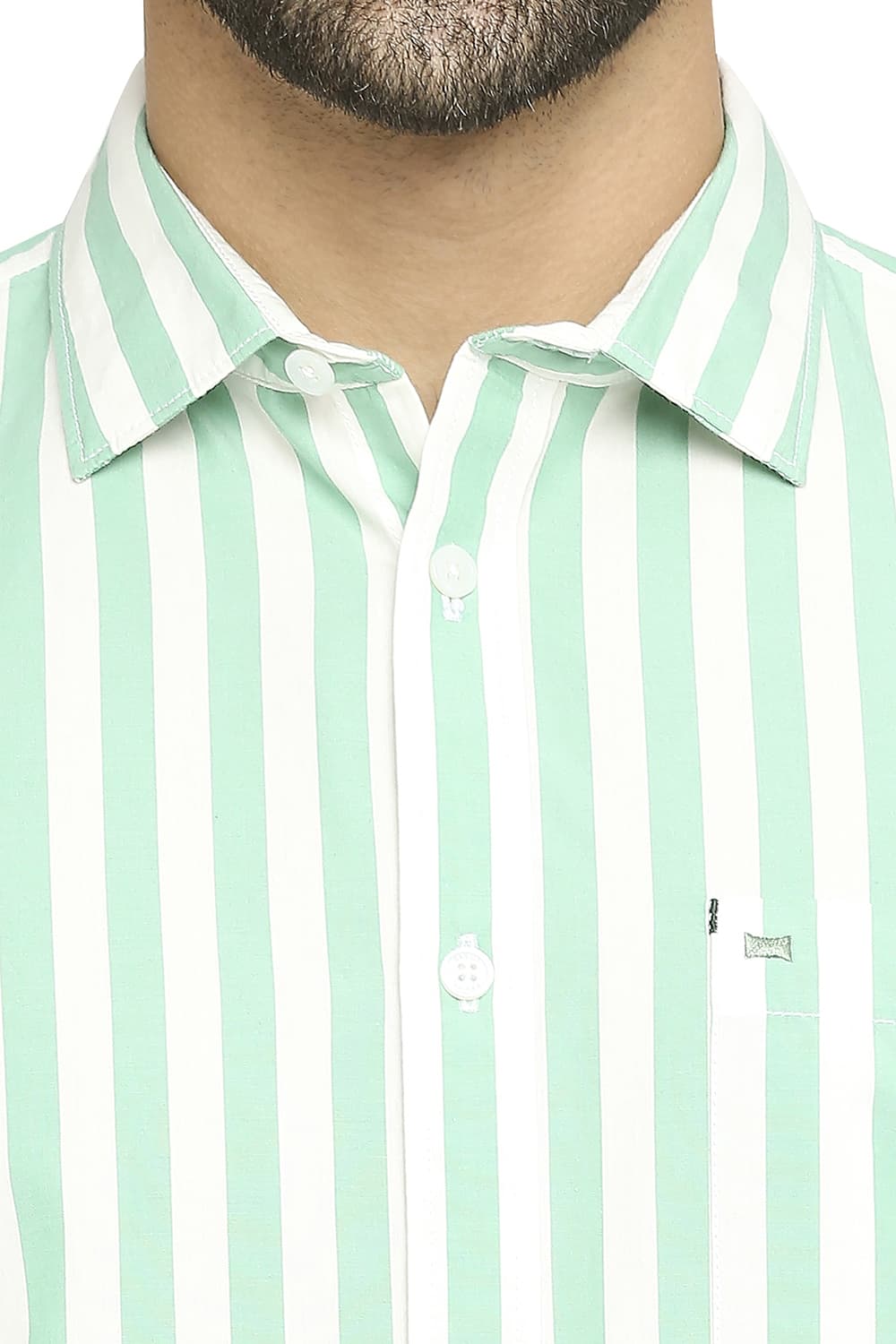 BASICS SLIM FIT COTTON STRIPE SHIRT